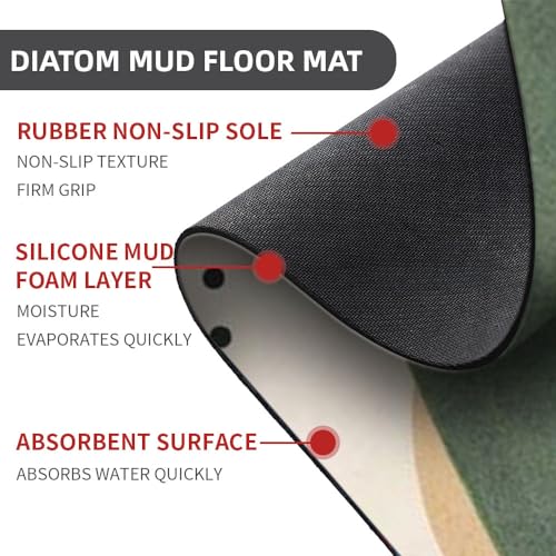 Diatomaceous Earth Bath Mat,Abstract Art Leaf Sun Non-Slip Volume Super Absorbent Fast Drying for Bathroom Kitchen Door mat,Eco-Friendly Easy to Clean 20×31Inch (50 * 80cm) - color: Abstract Art Leaf Sun, size: 1'8" x 2'8" (Rectangular)