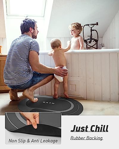 MontVoo Bath Mat - Non Slip, Quick Dry, Stain Resistant Bath Mat Rug for Bathroom Floor - Easy Care Shower Rug for Outside Bathtub - 17"x27" Darkgrey - color: Darkgrey, size: 17"x27"