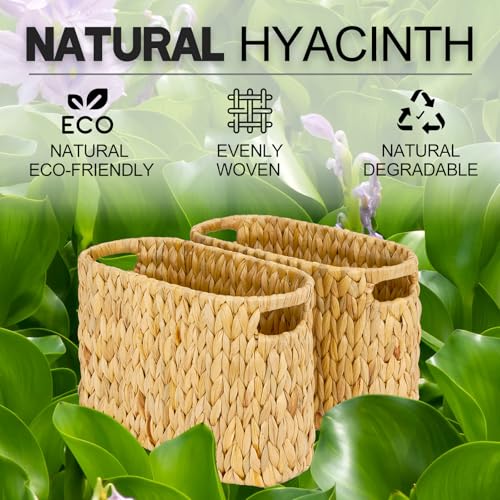 Toilet Paper Storage Basket, Water Hyacinth Wicker Storage Holder for 6 Rolls Toilet Paper with Built-in Handles - size: for 6 Rolls