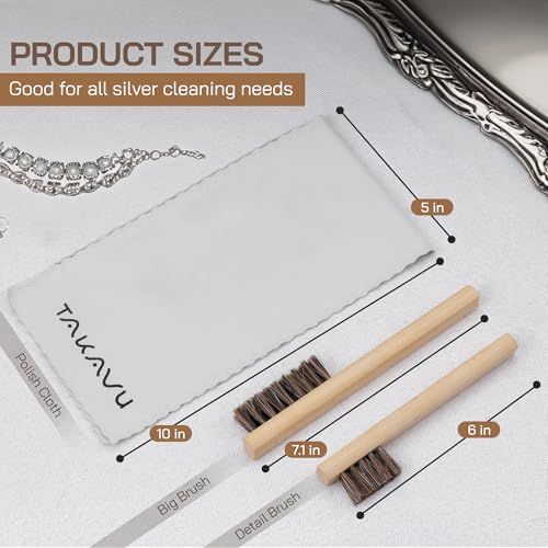 TAKAVU Horsehair Detail Brush Set, Silver Cleaning Brushes & Polish Cloth for Silverware Plateware Jewelry - color: 2pcs Horsehair Brush Set