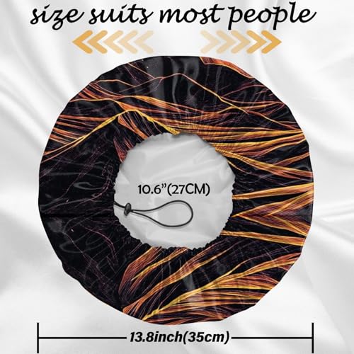2 PCS Shower Cap Reusable Waterproof Double Layers Hair Caps Shower Bath Adjustable Elastic Hat for Women Girls Cute Aesthetic-Sunset Forest - color: AI9-Sunset Forest
