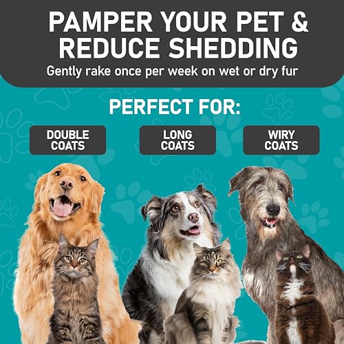 Maxpower Planet Hair Brush - Double Sided Shedding, Dematting Undercoat Rake for Dogs and Cats, Extra Wide Dog Grooming Brush, Reduce Shedding by 95%, Black - color: Black, size: Large