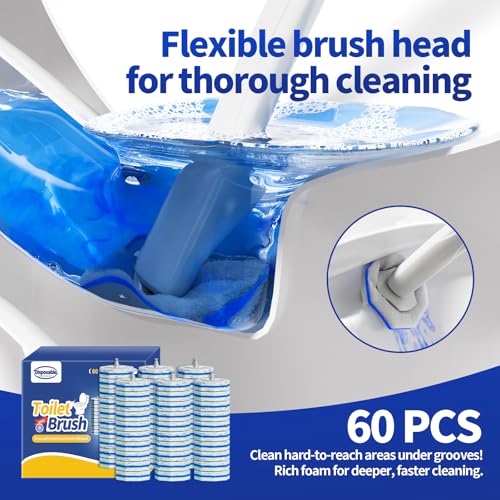 60PCS Toilet Wand Refills Compatible with Clorox Toilet Wand. Disposable Toilet Brush Refills. Bathroom Cleaning. Disposable Toilet Bowl. High-Density Disposable Toilet Brush Scrubber - style: 60 refflls（Without handle）