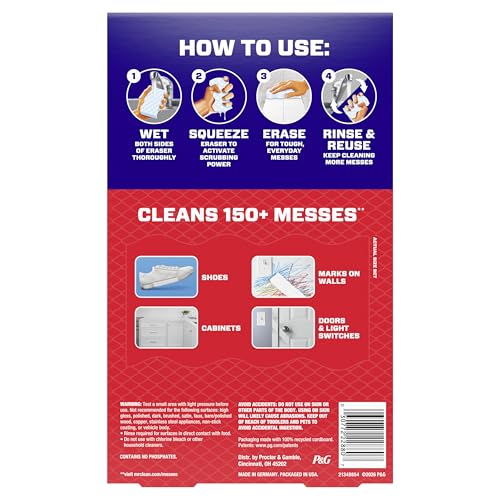 Mr. Clean Magic Eraser Sponge, All Purpose Cleaner, Cleaning Scrubber, Wall, Sneaker, Kitchen, Bathroom, Shower Cleaner, Cleaning Supplies, Melamine Sponge, Cleaning Pads, Extra Durable, 9ct - size: 9 Count (Pack of 1), style: Upgraded Version
