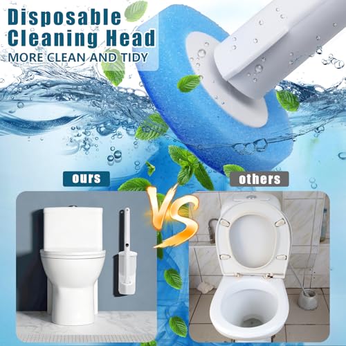 Swingers Disposable Toilet Brush,Toilet Bowl Cleaners,Toilet Cleaning Supplies,Toilet Brush and Holder Set with Cleaner Refills for Toilet Bowl Cleaners,Bathroom Cleaning, Bathtub (White, 2 Pack)