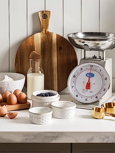 LE TAUCI Ramekins 8 oz, Ramiken for Creme Brulee, Lava Cake, Pudding, Souffle, Pot Pie, Ceramic Baking Dishes, Oven Safe - 4.3 inch, Set of 4, Arctic White - color: Arctic White, size: 8 oz
