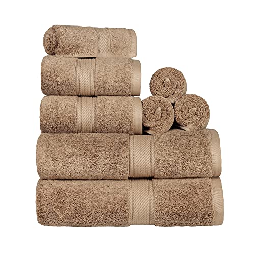 Superior Egyptian Cotton Ultra Plush & Absorbent, 8 Piece Set, Latte | Quick Dry, Soft Luxury Towel Set, Bath Essentials, Guest Bath, Spa, 2 Bath, 2 Hand, 4 Face Towels, Madeline Towels - color: Latte, size: 8-Piece Towel Set