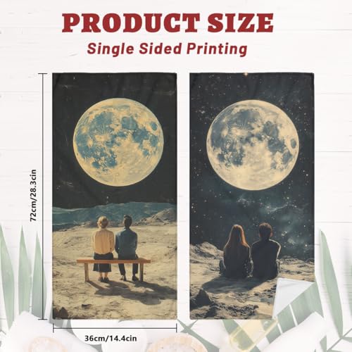 Moon Hand Towels, Vintage Magazine Couple Space Observing Earth Decorative Bath Towel Soft Absorbent Towel for Kitchen Guest Room Bathroom Gym Decor - color: Moon