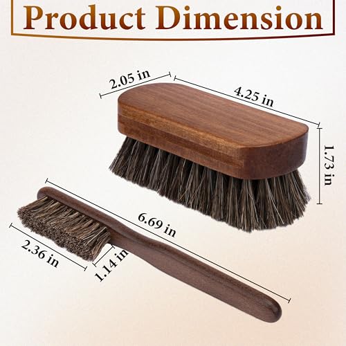2 PCS Leather Brush Car Detailing, Horse Hair Brush, Car Cleaning Supplies, Car Interior Brush, Carpet Brush for Car Detailing, for Car Accessories Interior, Carpet, Upholstery, Furniture and Shoes - color: 2 Pcs