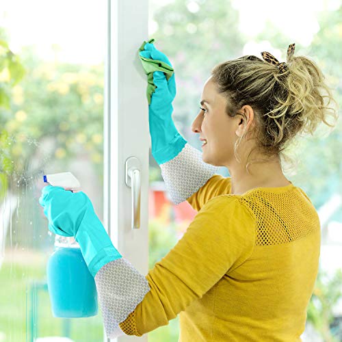 Elgood Reusable Long Dishwashing Cleaning Gloves with Latex Free, Long Cuff,Cotton Lining,Kitchen Gloves 2 Pairs,Purple+Blue Large - color: Long Cuff-purple+blue, size: Large (Pack of 2)
