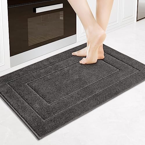 PURRUGS Machine Washable Kitchen Rug 24" x 35.5", Non-Slip/Skid Kitchen Runner Rugs & Floor Mats, Super Absorbent Soft Standing Mats for Kitchen, Sink & Laundry, Grey - color: Grey, size: 24" X 35.5"