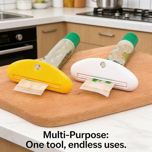 4 Pack Toothpaste Tube Squeezer - Hanging Toothpaste Roller Dispenser with Clips, Toothpaste Saver and Organizer for Bathroom, Kitchen, Travel