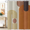 Mid Century Modern Extra Long Shower Curtain, Boho Brown Arch Geometric Machine Washable Waterproof for Bathroom Bathtub with Hooks 72Wx84H - color: Brown and Beige, size: 72"W x 84"L (Pack of 1)