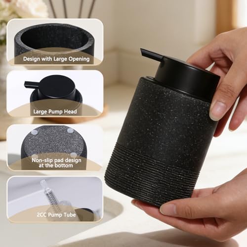 Resin Foaming Soap Dispenser, 11 OZ Bathroom & Kitchen Foam Soap Dispenser, Easy Press Pump, Refillable Hand Soap Dispenser, Modern Decor (Black) - color: Black