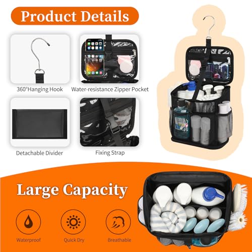 CUBETASTIC Shower Caddy Portable Mesh Shower Tote for Bathroom, Gym, Travel, Camping - Quick Dry Hanging Organizer Toiletry Bag with Handle for College Dorm Room, Men & Women - color: A# Black, size: Standard