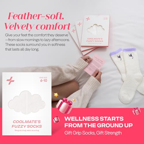 CoolMate Cozy Soft Cloud Socks, Fuzzy Socks for Women - color: D.01 - Embroidered Butterfly