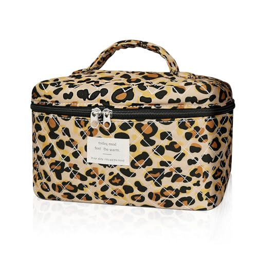 Gosect 1pc Large Makeup Bag, Cute Cosmetic Bag for Women Girls, Floral Coquette Aesthetic Toiletry Bag, Travel Make Up Organizer Bag (Leopard Print) - color: 022Leopard Print