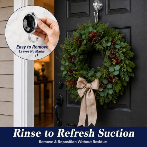Heavy Duty Vacuum Suction Cup Hooks, Silver Plated Polished Super Suction for Kitchen Bathroom, 6 Pack - color: Silver