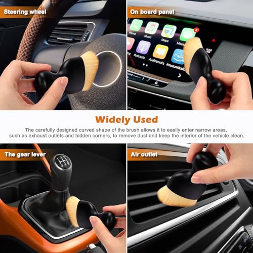 Auto Car Detailing Brush Set Car Interior Cleaning Kit Includes 3 Boar Hair Detail Brush,3 Wire Brush, 3 Air Vent Brush for Cleaning Car Interior Exterior, Dashboard Engines Leather Wheel