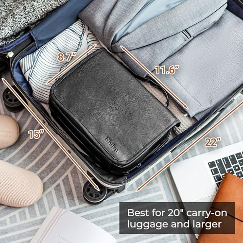 Elviros Hanging Toiletry Bag Removable Travel Bag PU leather Makeup Cosmetic Organizer Kit, Black - color: Black, size: 1 Pack