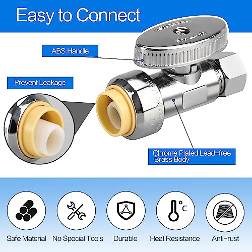 Brass Straight Stop Valve, 1/2" PTC Input, 3/8" OD Compression Output | for Kitchen, Faucet, Toilet Valves - size: 1×Straight