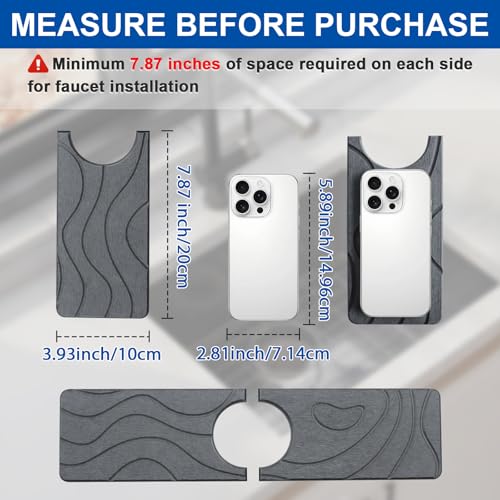 2 Pcs Faucet Mat for Kitchen Sink 15.74”×3.94” Diatomite Quick Dry Sink Splash Guard Absorbent Kitchen Stone Sink Tray Faucet Splash Guard for Bathroom Counter - size: 15.75 * 3.94"
