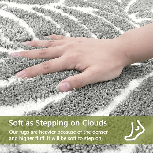Gray Bathroom Runner Rug - Grey Long Bath Mat Tropical Leaf Bath Rugs Non Slip Washable Bathrug for Bathroom Floor, Cute Restroom Rug, Plant Absorbent Bathmat Botanical Home Decor 18" x 47" - color: Grey, size: 1'6" x 4' (Rectangular)