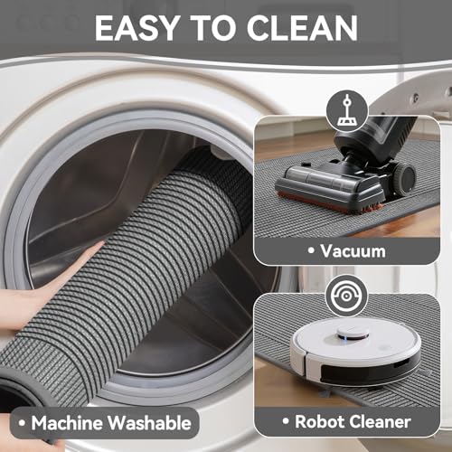 Kitchen Mats for Floor, 17''x30''+17''x59''Kitchen Rugs Set of 2, Washable Non Slip Absorbent Kitchen Mat, Braided Kitchen Runner Rug, Kitchen Sink Rug, Grey - color: A Linear Grey, size: 17''x30''+17''x59''
