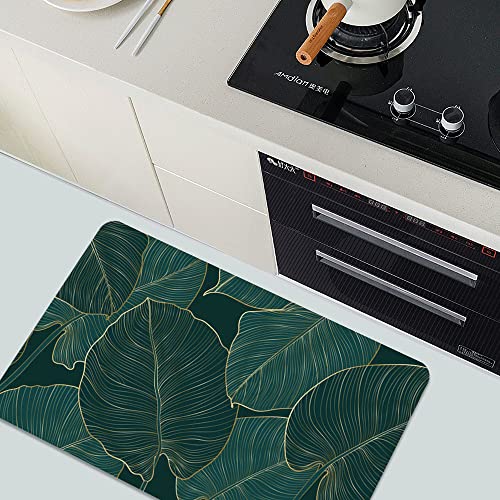Diatomaceous Earth Bath Mat,The Leaves Non-Slip Volume Super Absorbent Fast Drying for Bathroom Kitchen Door mat,Eco-Friendly Easy to Clean 16×24Inch (40 * 60cm) - color: The Leaves, size: 1'4" x 2'0" (Rectangular)