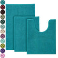 Urvoix Bathroom Rugs Sets 3 Piece, Chenille Bathroom Rug Non-Slip Bath Rug, Ultra Soft, Washable, Super Absorbent Bath Mats for Bathroom, Toilet and Tub (Turquoise Blue) - color: Turquoise Blue