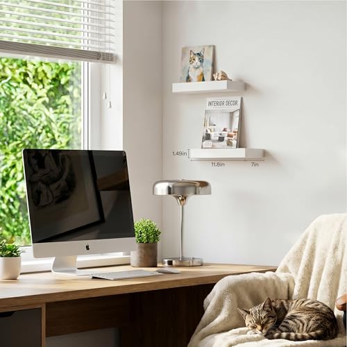 Floating Shelves Set of 2,11.8 Inches Small Wall Shelves for Living Room Bathroom Kitchen and Bedroom,White - color: White, size: 11.8''