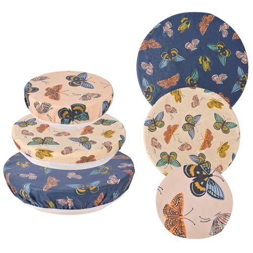 Reusable Bowl Covers for Bread Proofing - Beeswax Bowl Covers Reusable 3 Set, Cotton Blend Stretch Design, Fits 4-13 Inch Bowls, Shower Caps for Sourdough Bread（Butterfly） - color: Butterfly