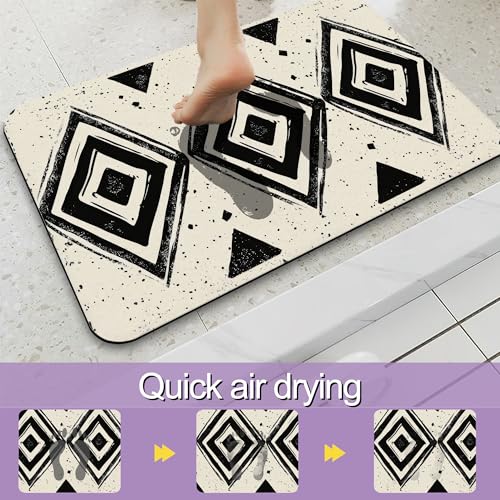 Doodle Geometry Bathroom Rugs Mat, Super Absorbent Quick Drying Floor Mat for Bathroom Entryway 17"x30" - color: Doodle Geometry