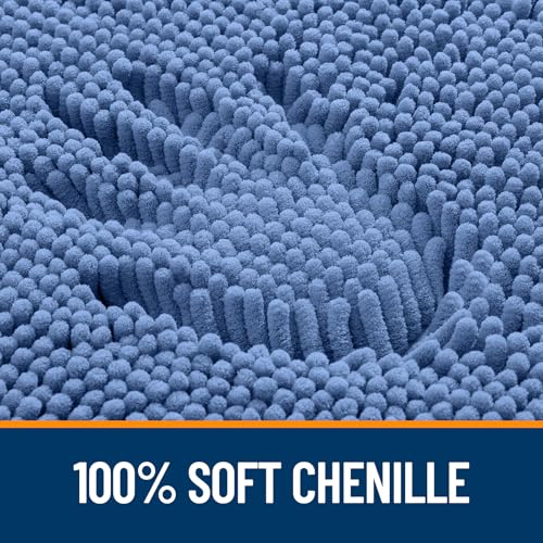 OLANLY Toilet Rugs U-Shaped 20x20, Extra Soft Absorbent Chenille Contour Bathroom Rugs for Toilet, Dry Quickly, Machine Washable, Non-Slip Bath Mat, Cornflower Blue - color: Cornflower Blue, size: 20" X 20" Contour Rug