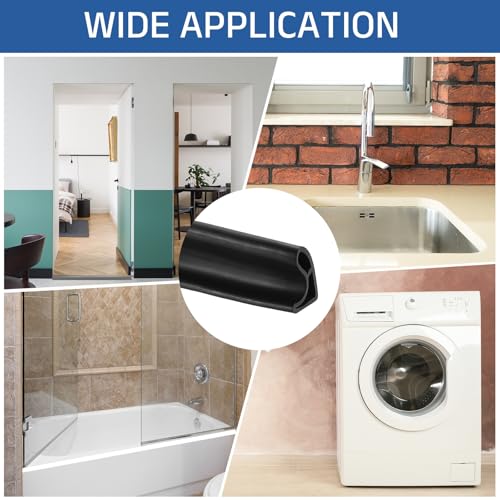 uxcell Flexible Shower Water Barrier, 118" TPE Shower Edge Water Stopper Blocker Splash Guard for Bathtub Sink Washing Machine Dry and Wet Separation, 0.79"W x 1.18"H, Black - color: Black, size: 118"L x 0.79"W x 1.18"H