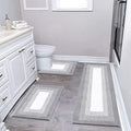 Bsmathom Bathroom Rugs Sets 3 Piece, Non-Slip Absorbent Bath Mats, Plush Shaggy Microfiber Bath Rug with U-Shaped Contour Toilet Mat Machine Washable, Light Grey - color: Light Grey, size: 18"x26"+18"x48"+U Shape 20"x24"