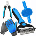 NVNAN 5-in-1 Pet Grooming Kit with Deshedding Rake | Includes nail clipper, grooming gloves, massage brush, and tools for brushing, bathing, and removing loose pet hair - color: Nail Clipper Set