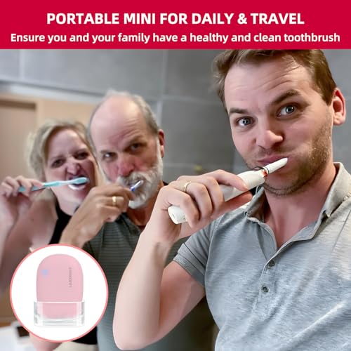 Toothbrush Cleaner Case - Toothbrush Covers with Holder - Portable & Rechargeable Travel Home Toothbrushes Cleaner Case - Fits All Manual or Electric ToothBrushes(Pink) - color: Pink