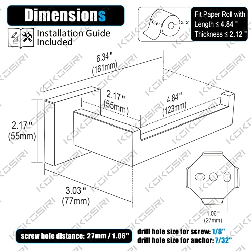 KOKOSIRI Black Toilet Paper Holders Bathroom Toilet Paper Roll Holder SUS304 Stainless Steel Contemporary Wall Mounted, Matte Black, B2003BK - color: Matte Black, size: Without Shelf(1 Pack)