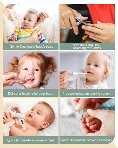 Lilian&Gema Baby Healthcare and Grooming Kit, 28-in-1 Rechargeable Nail Trimmer Electric Set, Dual Auto Light Baby Nail Care Kit, Portable Newborn Nursery Health Care Set for Infant Toddlers Boy Girl - color: Grey