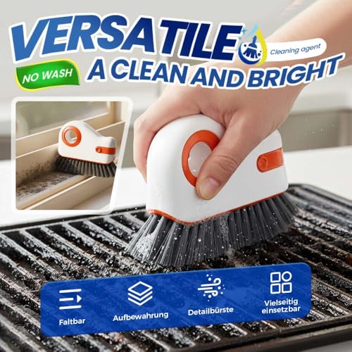 2 in 1 Groove Cleaning Brush, Multifunction Hard Bristle Crevice Cleaner Brush with Hidden Scraper,Window Track Cleaning Tools for Sliding Door Track,Window Sill (Grey) - color: Gray