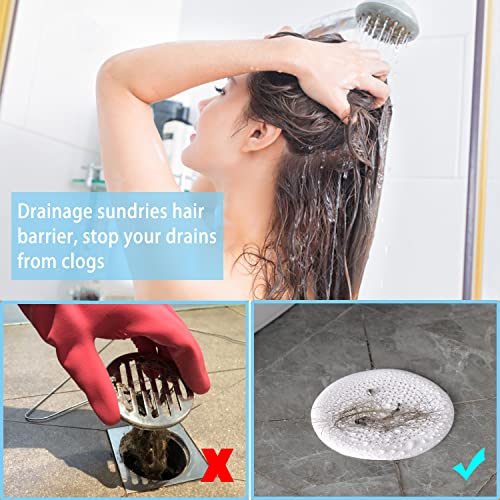6-Pack Drain Hair Catcher Durable Silicone Hair Stopper Shower Drain Covers Easy to Install and Clean Suit for Bathroom Bathtub and Kitchen - color: 2black/2white/2grey