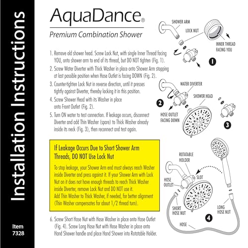 AquaDance 7" Premium High Pressure 3-Way Rainfall Combo with Stainless Steel Hose – Enjoy Luxurious 6-setting Rain Shower Head and Hand Held Shower Separately or Together – Oil Rubbed Bronze Finish - color: Oil Rubbed Bronze, style: 2.5 Gallons Per Minute
