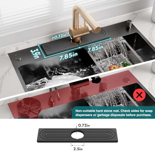 Eormoe Kitchen Sink Faucet Mat - 15.7in Diatomite Sink Protectors for Kitchen Sink, Stone Sink Splash Guard for Kitchen Counter Sink Accessories (Dark Grey, 15.7'' x 3.9'') - color: Dark Gray, size: 15.7" x 3.9"