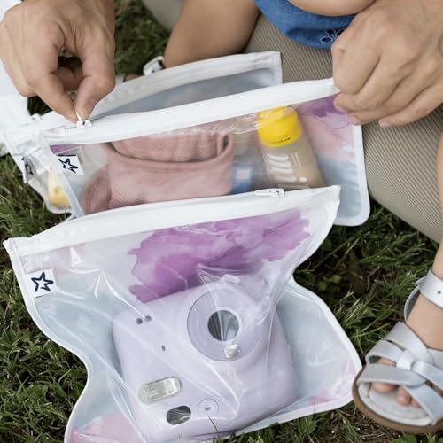 Tiny Twinkle Diaper Bag Organizing Pouches|3 Pack Mess-Proof Clear Front Travel Organizer Bags&TSA Approved Toiletry Bag Set for Baby and Mom Essentials - color: Cotton Candy
