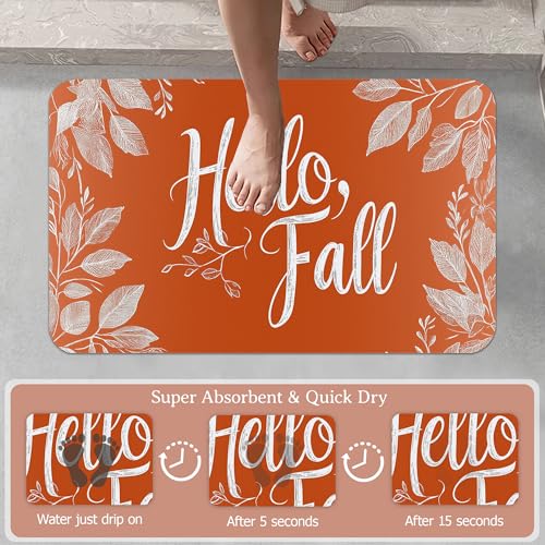 Autumn Themed Bathroom Rugs,Bath Mats for Bathroom,Leaf Low Pile Absorbent Bath Mat,Rubber Backing Non Slip Washable Thin Quick Dry Door Mat 17x29.5 Inch - color: Autumn Themed,leaf