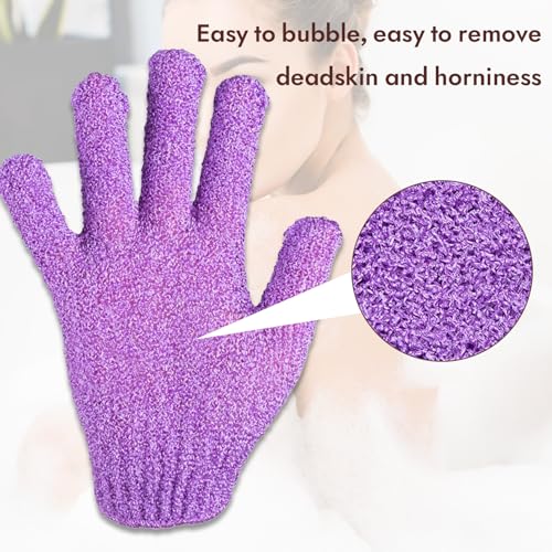 8-Piece Colorful Exfoliating Gloves, 5-Finger Bath Scrubbers for Deep Cleansing, Dual-Textured Shower Mitts for Body & Back