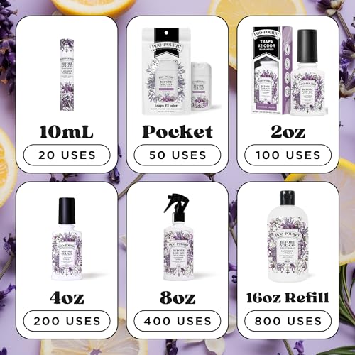 Poo-Pourri Before-You-Go Toilet Spray, Lavender Vanilla, 4 Fl Oz, Up to 200 Uses, Bathroom Odor Deodorizer, Plant-Based with Essential Oils, for Home or Work, Lavender, Vanilla and Citrus Scent - size: 4 Fl Oz (Pack of 1)