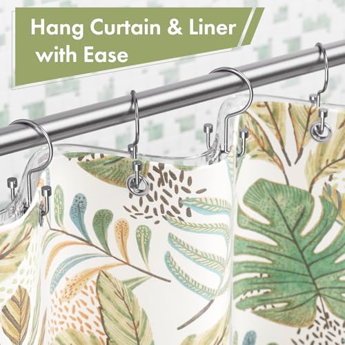 Amazer Chrome Shower Curtain Hooks, 12PCS Minimalist Simple Double Shower Curtain Rings, Rust-Resistant Metal Shower Hooks, Cylinders Shower Rings for Bathroom Shower Rods Curtains - color: Chrome, style: Cylinders - Double Hooks