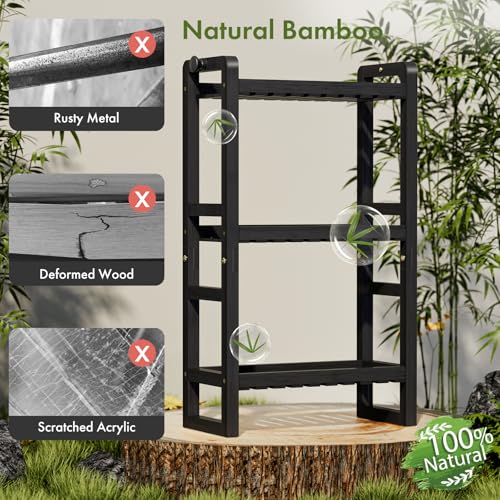AmazerBath Bamboo Over The Toilet Storage Shelf - 3-Tier Bathroom Organizers and Storage Shelves, 2 in 1 Dual Stable Above Over Toilet Bamboo Shelf Home Storages Rack for Small Bathroom, Black - color: Black, size: 3-Tier